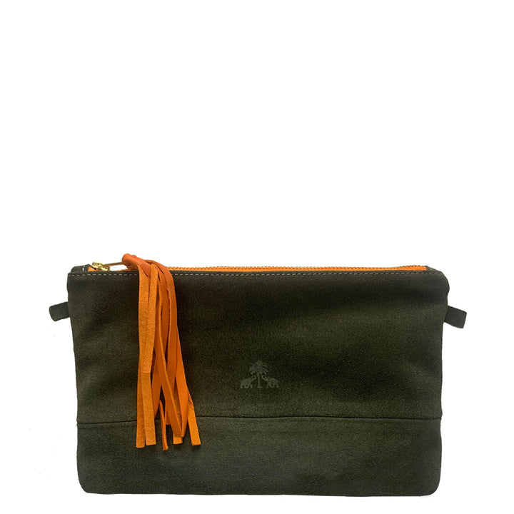 Clutch Bag CLARA -Khaki & Orange-