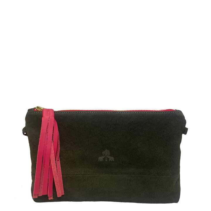 Clutch Bag CLARA -Khaki & Pink-