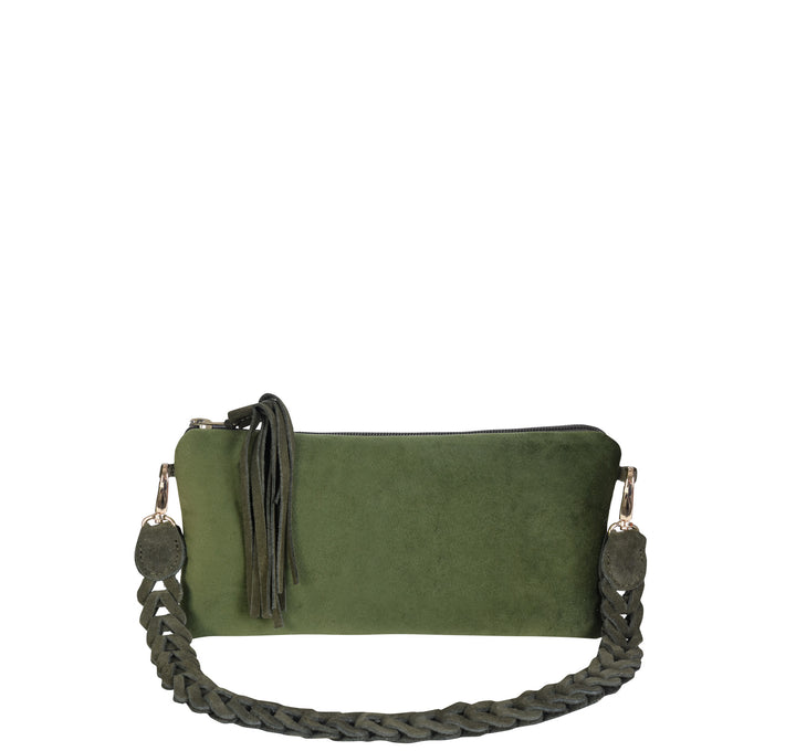 Clutch Bag klein VELVET Khaki