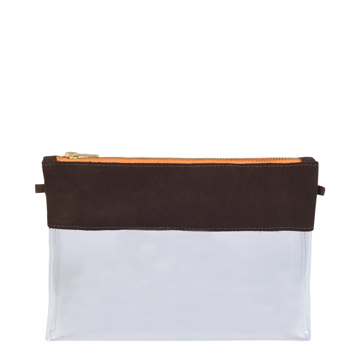 Traveller Clutch Dunkelbraun & Orange