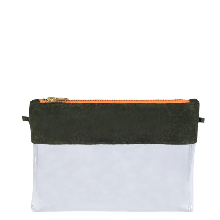 Traveller Clutch Khaki & Orange