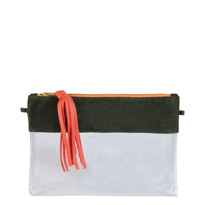 Traveller Clutch Khaki & Orange