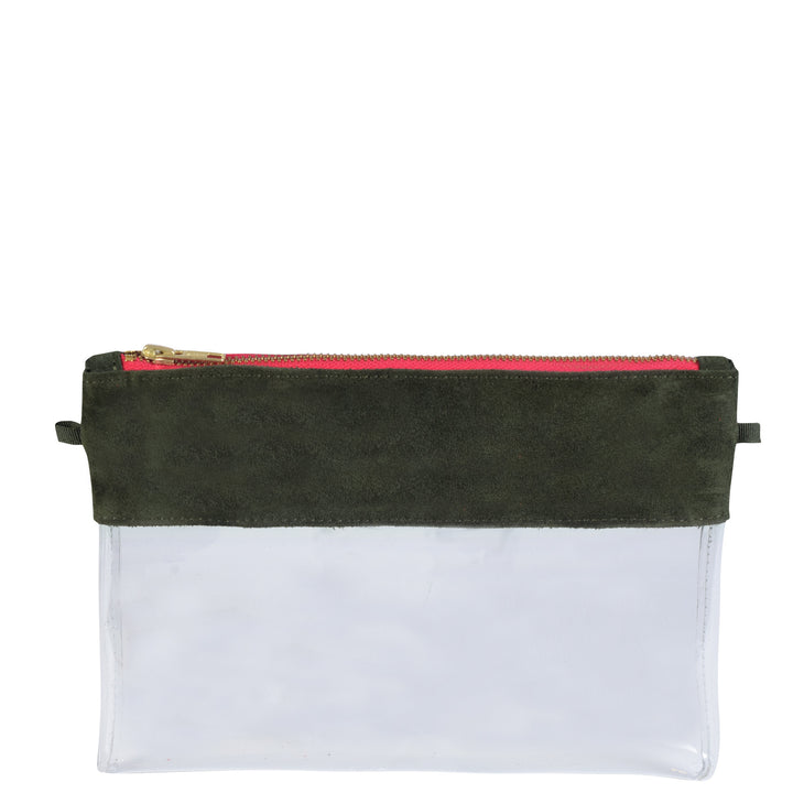 Traveller Clutch Khaki & Pink