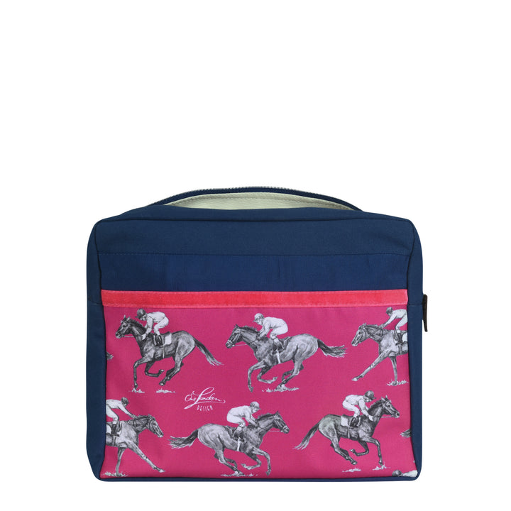 Kulturtasche -L-  Pferdestärken Navy & Pink