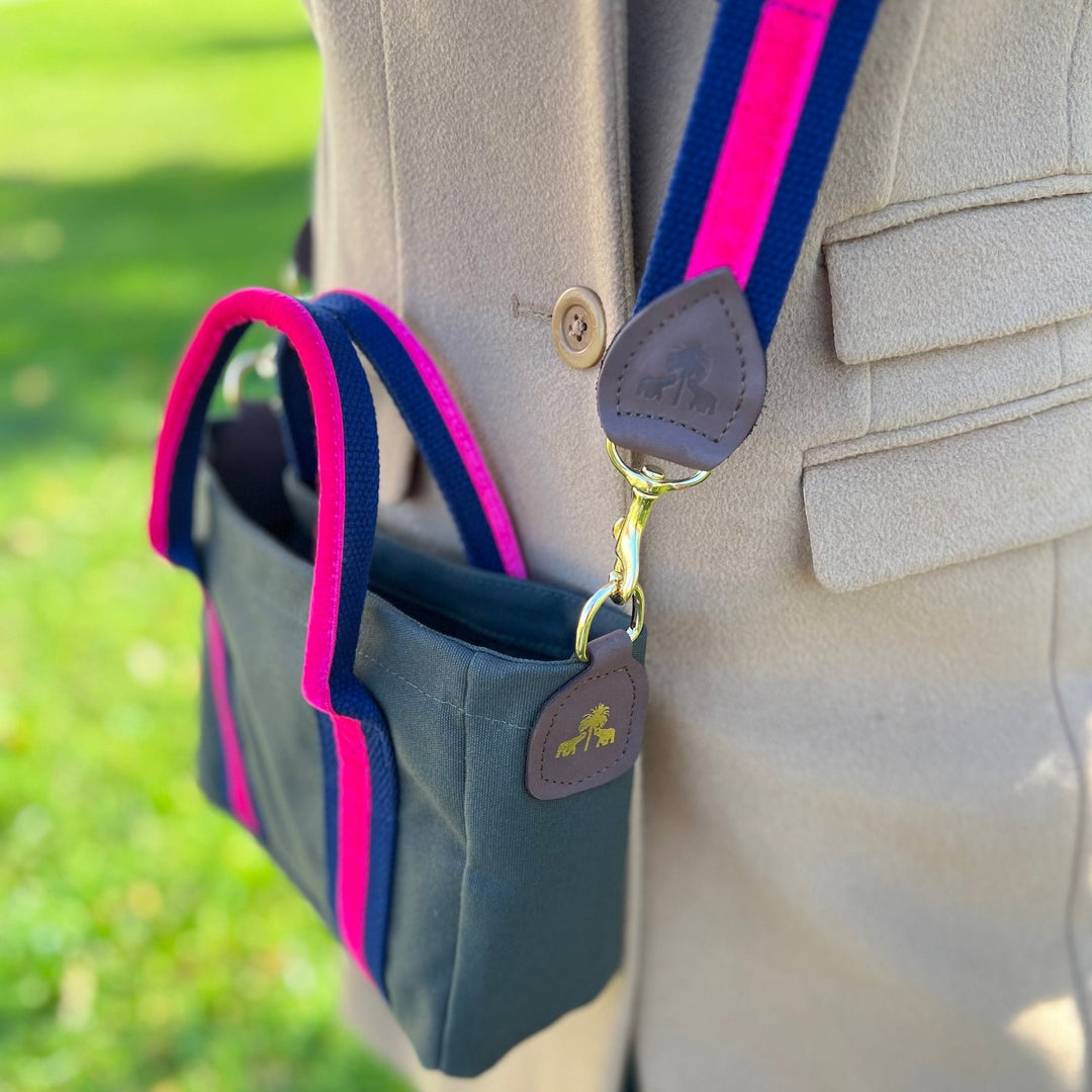 MINI Bag KHAKI mit Dunkelblau & Pink